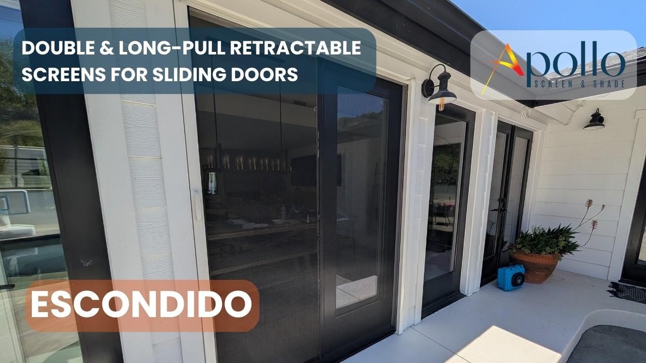 Double retractable screens on a wide sliding door, Escondido, CA