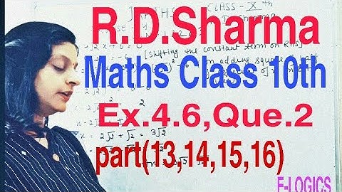RD SHARMA MATHS CLASS-10th EX-4.6 Q.2 Part(13,14,15,16)