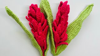 Crochet Red Ginger Flower