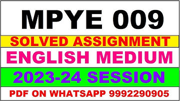 mpye 009 solved assignment 2023-24 | mpye 9 solved assignment in english 2024 | mpye 9 2024