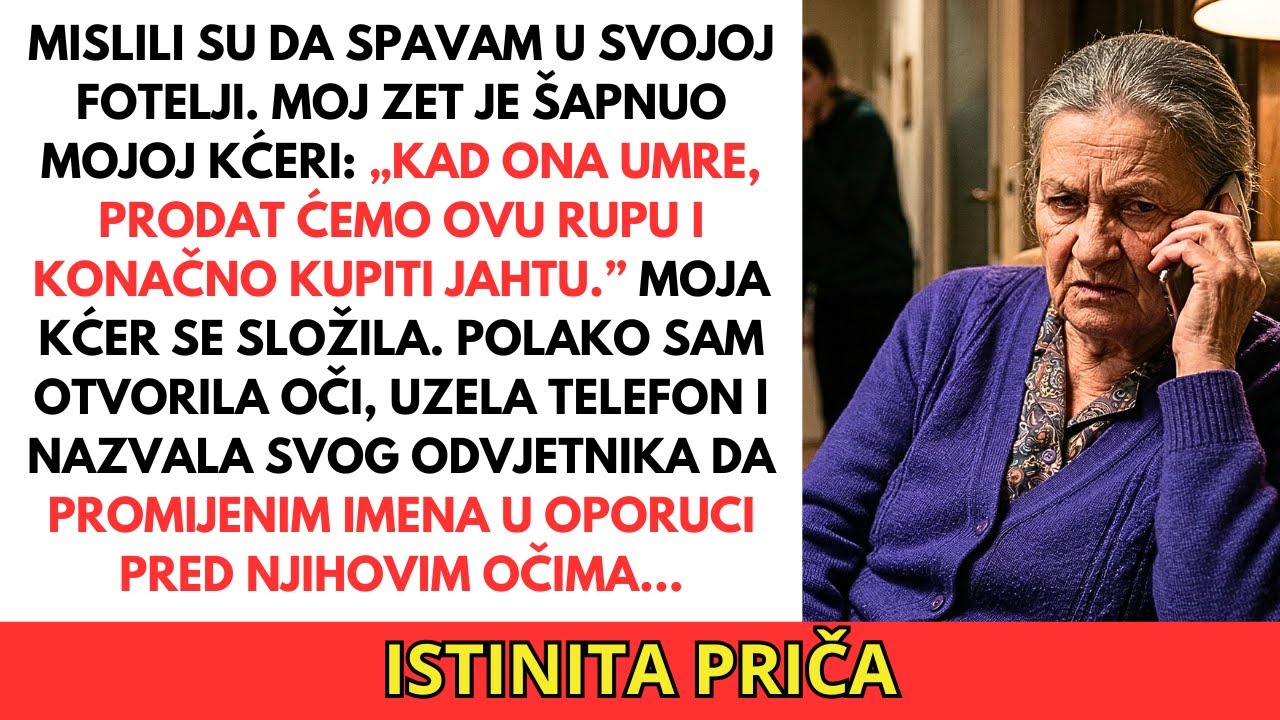 Pravila sam se da spavam. Ono što je zet šapnuo kćeri o mom nasljedstvu me uništilo.