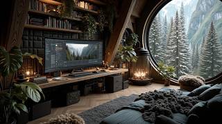Chill Work Music In Winter Cabin - Deep Work Ambient Beats For Flow State And Focus