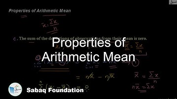 Properties of Arithmetic Mean, Statistics Lecture | Sabaq.pk