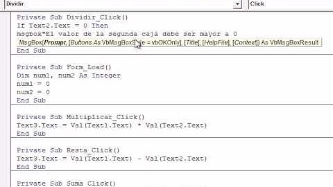 Calcular Suma,Resta,Multi y Division Visual Basic 6.0