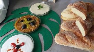 وصفات رمضان 2019/ خبز بالسميد قطني و خفيف ريشة للساندويتشات و الشربات مع ثلاث صلصات رائعة