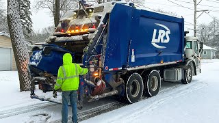 Brand New LRS Rear Loader Garbage Truck in the Snow by MidwestTrashTrucks 2,451 views 2 months ago 8 minutes, 9 seconds