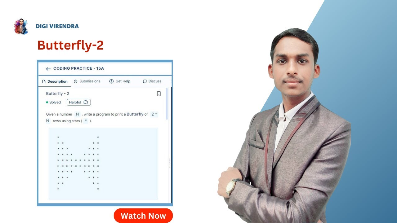 Coding Practice -15A | Butterfly Pattern in Python || SOLVE PATTERN ...