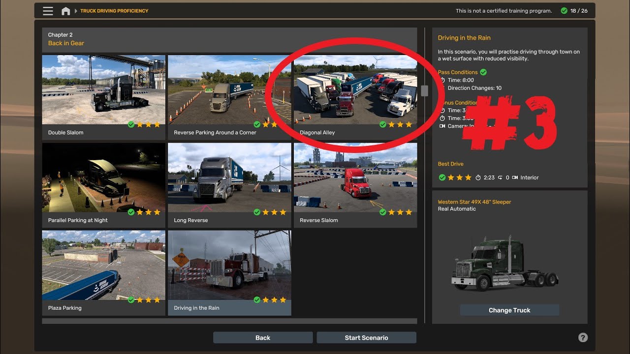 ATS Chapter 2 #3 Diagonal Alley TRUCK DRIVING PROFICIENCY - YouTube