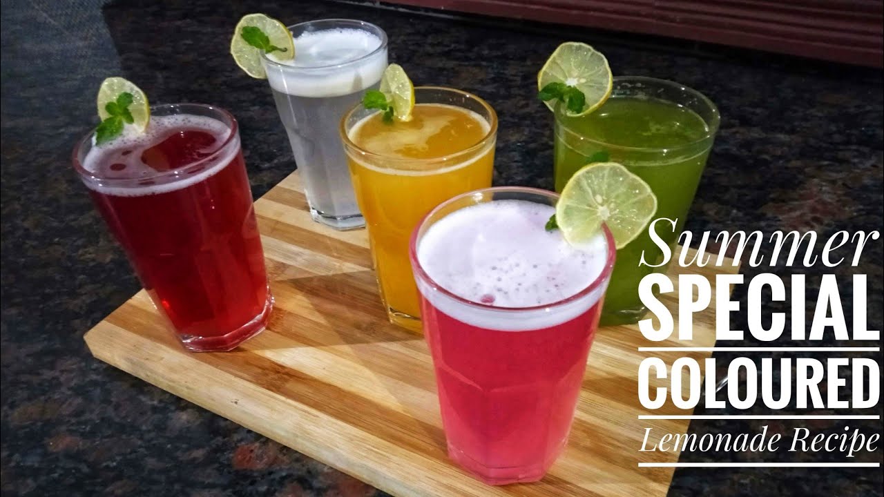 Easy Lemonade Recipe In Malayalam 5 Different Colour Lemonade Drinks