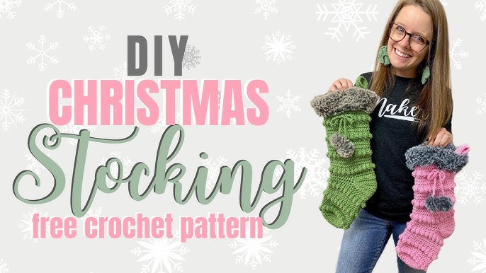 Crochet Christmas Stocking Pattern, Puff Stitch Stocking Pattern