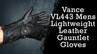 Vance VL443 Mens Lightweight Leather Gauntlet Gloves