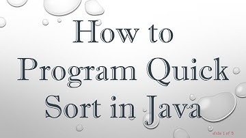 How to Program Quick Sort in Java