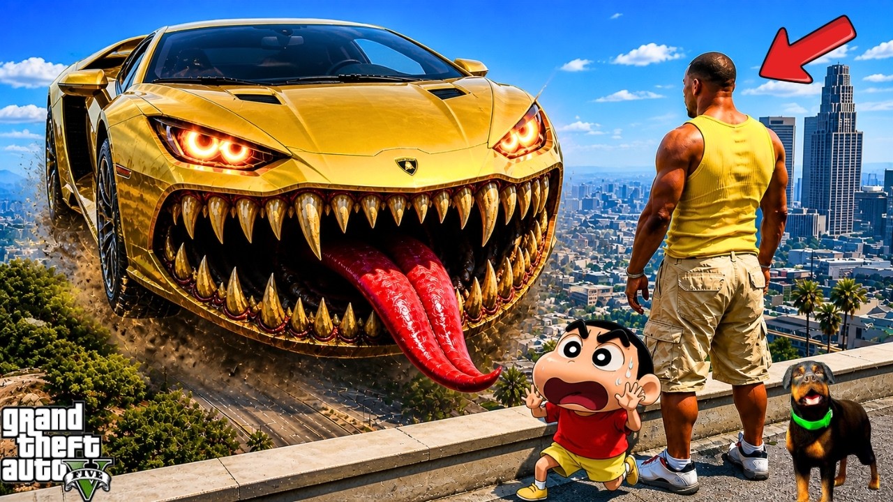 GTA 5 : Franklin & Shinchan Discover A Giant Monster Cursed Car! 👹🚗 | GTA 5 Bangla Gameplay
