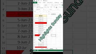 automatically Highlight Sunday Dates in Excel | Conditional Formatting Tutorial #shorts screenshot 2