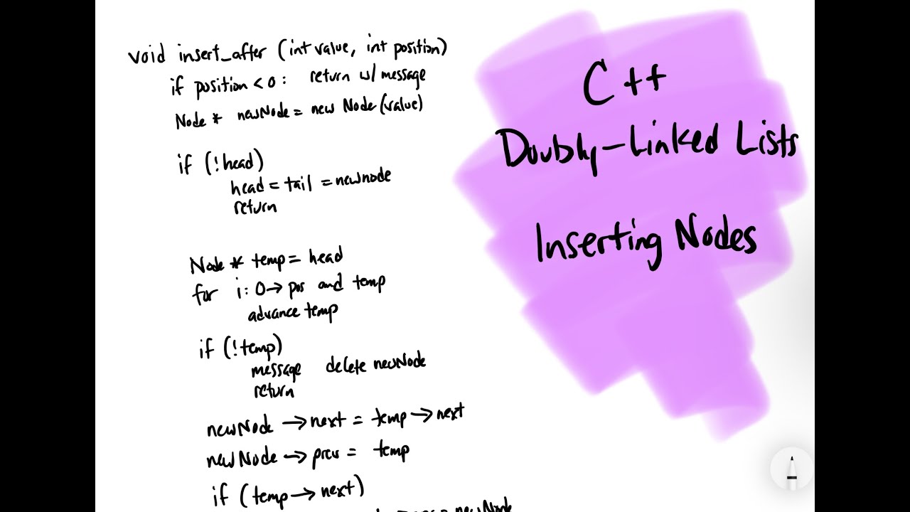C++ Doubly-Linked Lists: Inserting a Node - YouTube