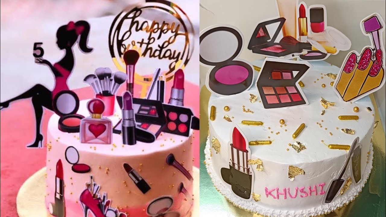 Дизайн и украшение торта в стиле макияжа || Простой способ сделать такой торт в стиле макияжа с п...