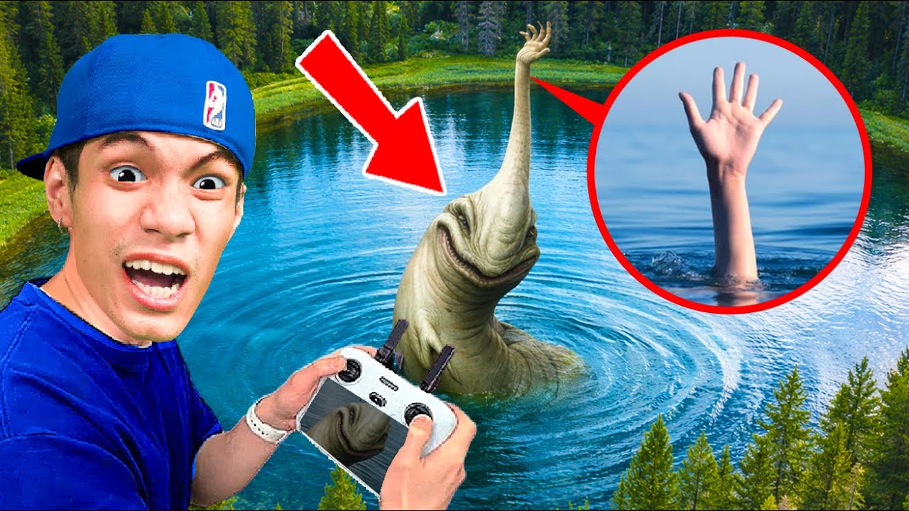 現実世界で午前3時、ドローンが上空から捉えたタラソフォビアの巨大な頭部と海の手の怪物｜ドローン映像