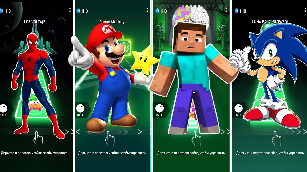 Человек-паук против Марио против Соника против Стива. Прыжки по плиткам.