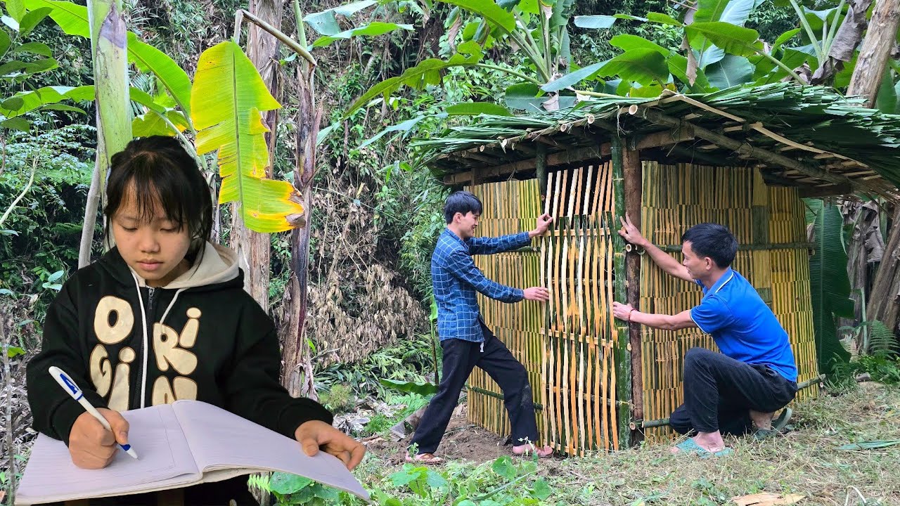 Quang and his father have finished designing a toilet house made of bamboo - Lanh goes to school