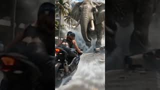 Giant Elephant Chasing a Motorcycle in New York City 🐘🏍️ | Crazy AI Adventure!