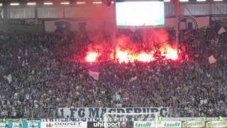 1.FC Magdeburg-Hallescher FC Heimkurve verbrennt HFC-Fanutensilien