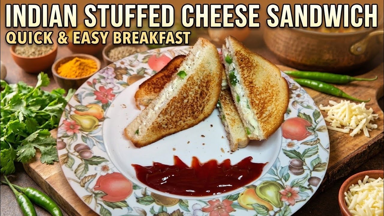 CHEESE SANDWICH PUNJABI INDIAN COOKING COTTAGE MOZZARELLA ENGLISH BREAKFAST QUICK EASY MINUTE RECIPE