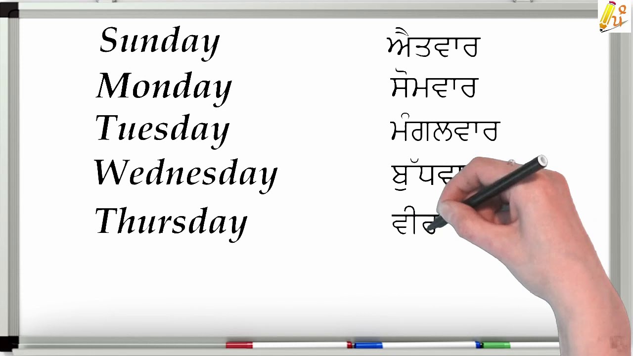 Monday To Sunday Days Spelling