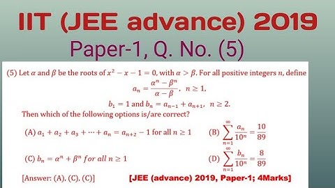 IIT (JEE advance) 2019, Paper-1, Q. No. (5), Quadratic equation