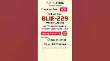 BLIE 229 Solved Assignment PDF 2025-26 in English, BLIS program BLIE-229 Solved assignments