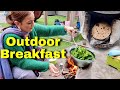 Outdoor breakfast cooking 