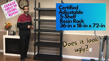 Certified Adjustable 5-Shelf Resin Rack, 36-in x 18-in x 72-in - Garage shelf in living room