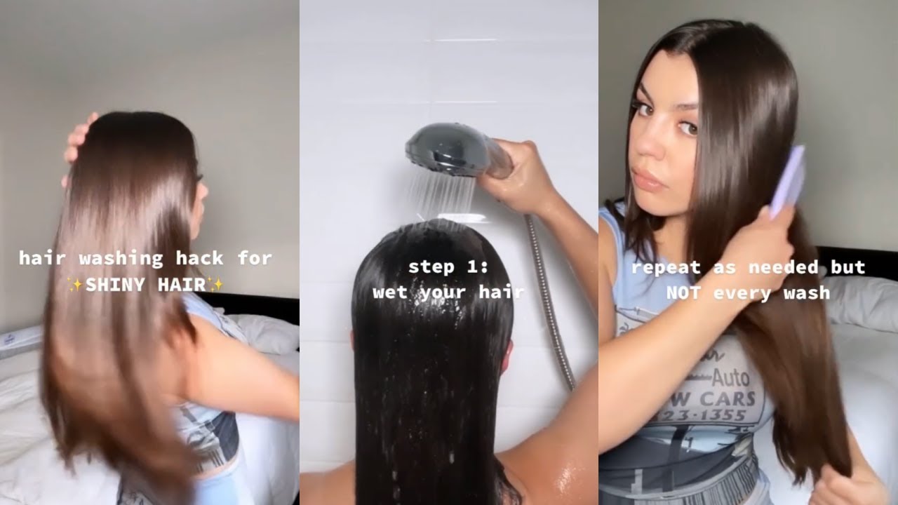 HAIR WASHING HACK FOR SHINY HAIR #HAIRWASH #HAIR #SHORTS