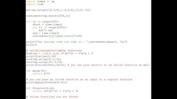 Inline (anonymous or lambda) functions and code runtime estimation