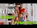 RV TOUR Fulltime Family of 6 with HUGE BUNKHOUSE // Our Tiny Home on Wheels // Renovated RV