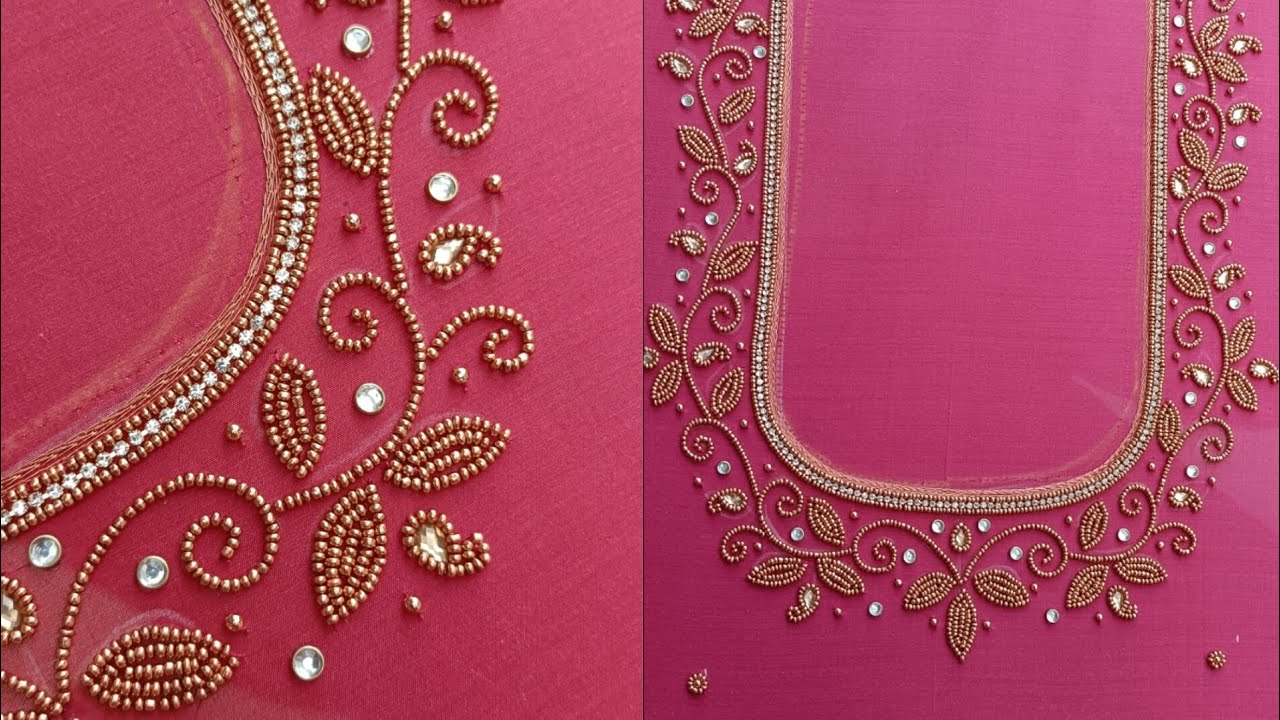 learn beautiful aari neck blouse design - YouTube