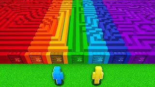 NOOB vs PRO: INFINITY RAINBOW MAZE BUILD CHALLENGE In Minecraft!