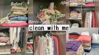 Beberes lemari , Clean with me , tips agar lemari tidak penuh , declutter | Sub Indo