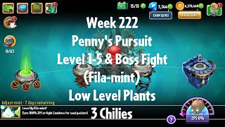 PvZ2 Penny's Pursuit Week 222 (Fila-mint) - Level 1-5 & Boss Fight - 3 Chilies