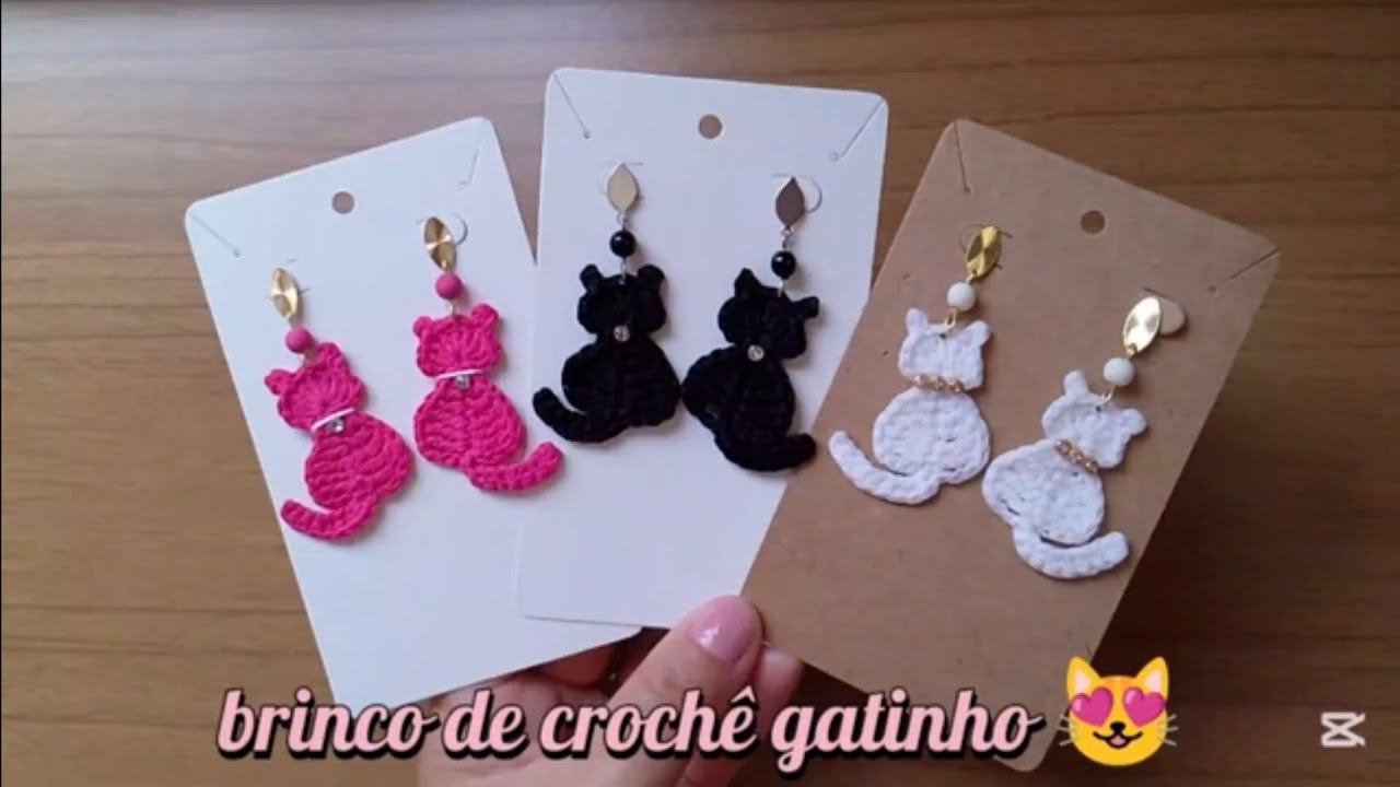 brinco de crochê gatinho fácil e rápido 