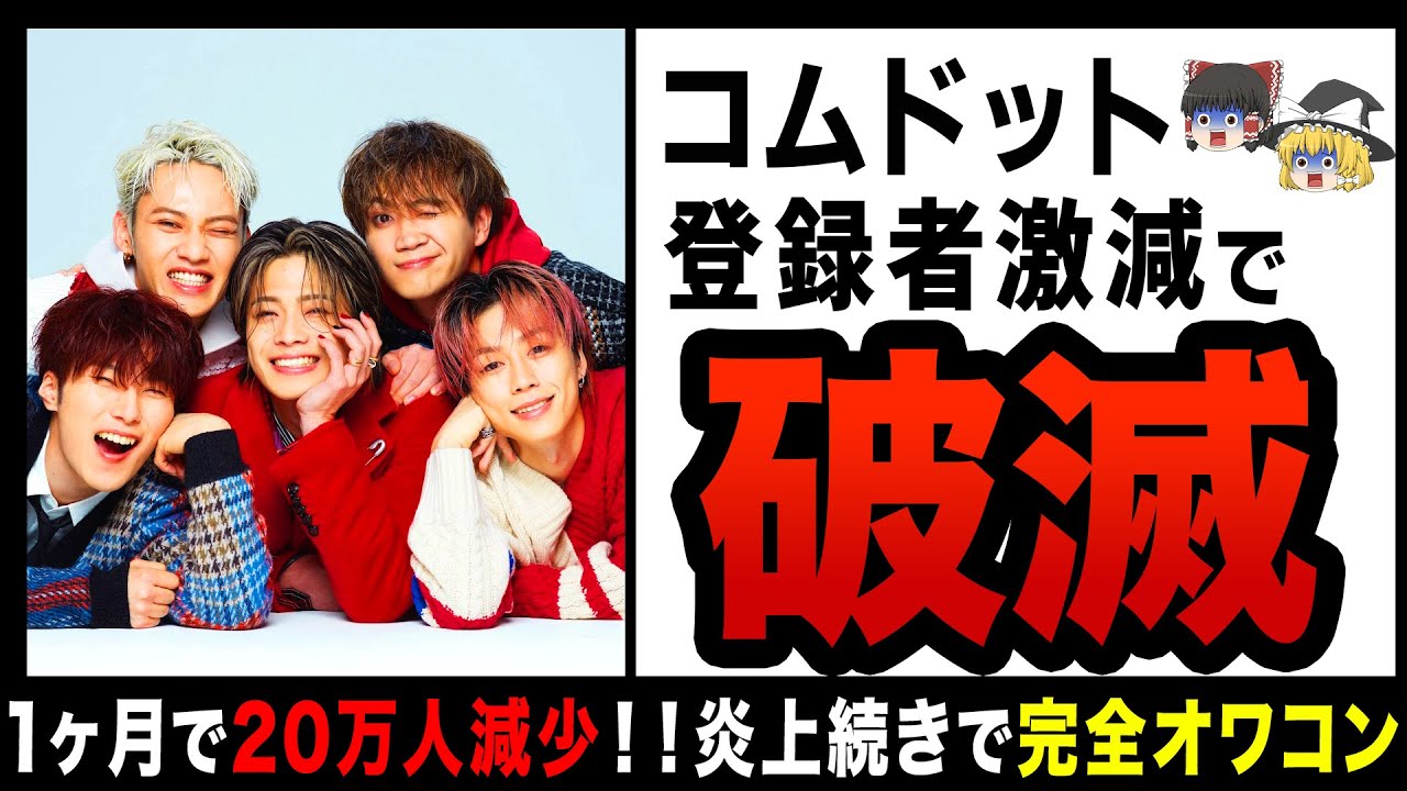 【ゆっくり解説】20万人以上登録者が激減！？炎上に炎上を重ねてオワコン化するコムドット