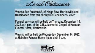 Obits for December 14, 2022