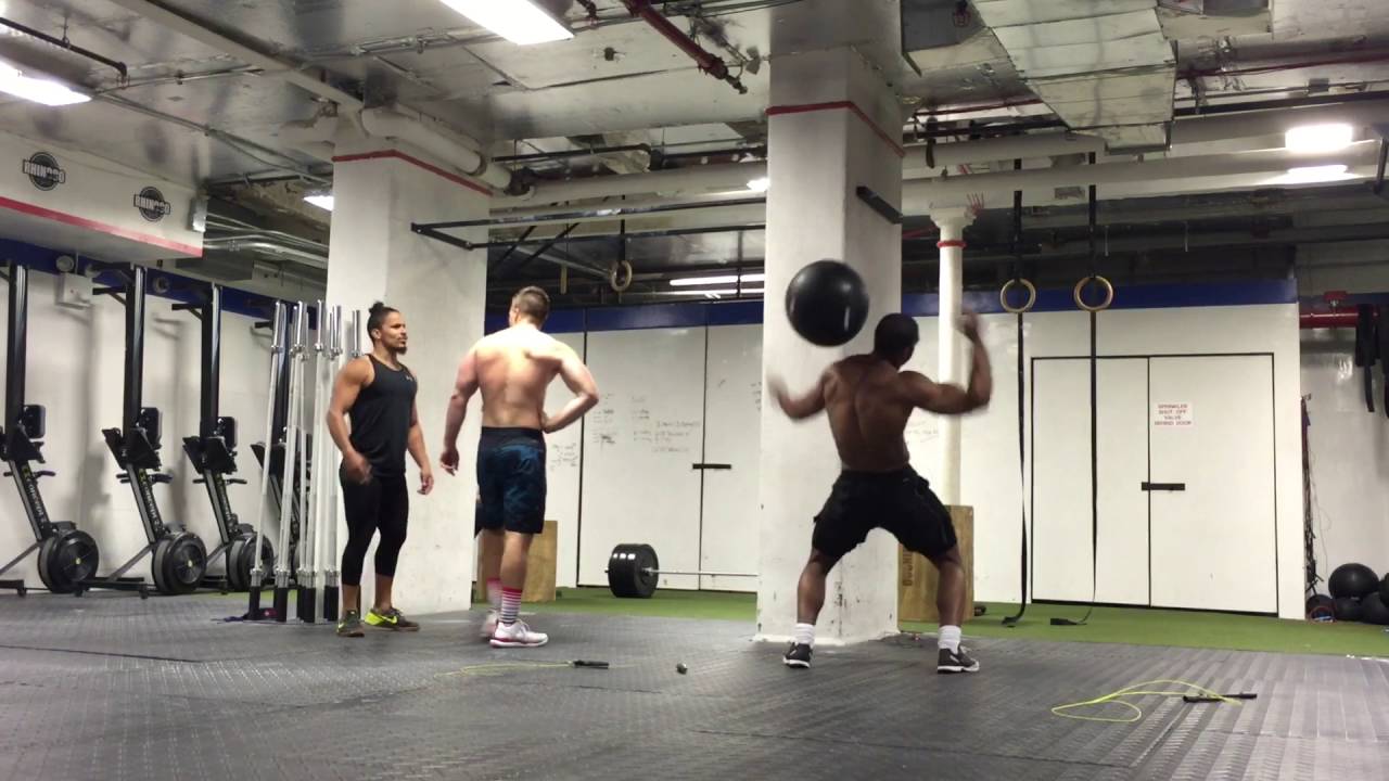100lb Ball Ground to Over-Shoulder + Double Unders: Team Workout - YouTube
