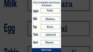 Learn English and Hausa words. #Hausa #TURANCI #englishhausa #learnenglishandhausa
