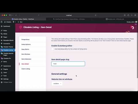 Citadela settings & admin panels