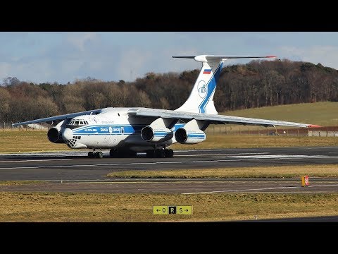 Volga-Dnepr IL76 Takeoff at Prestwick Airport Winter 2018
