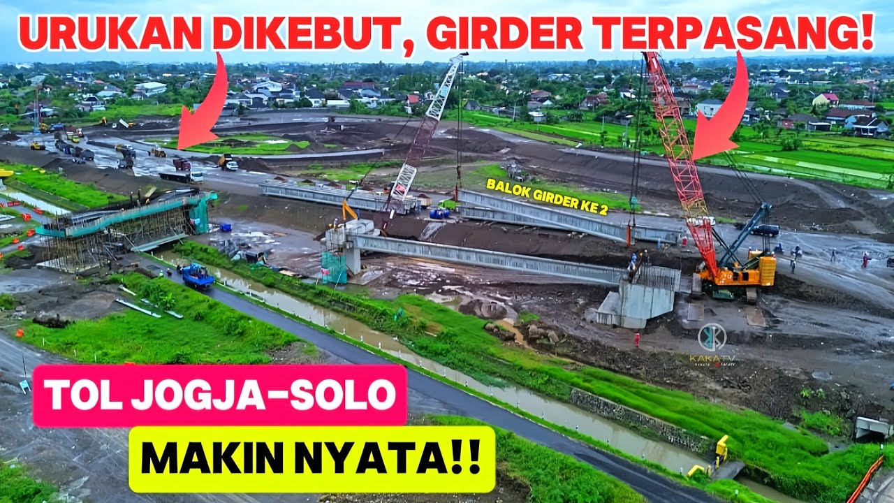 PROGRES PESAT TOL JOGJA SOLO‼️Pemasangan Girder & Pengurukan Simpang Susun Purwomartani | View Drone