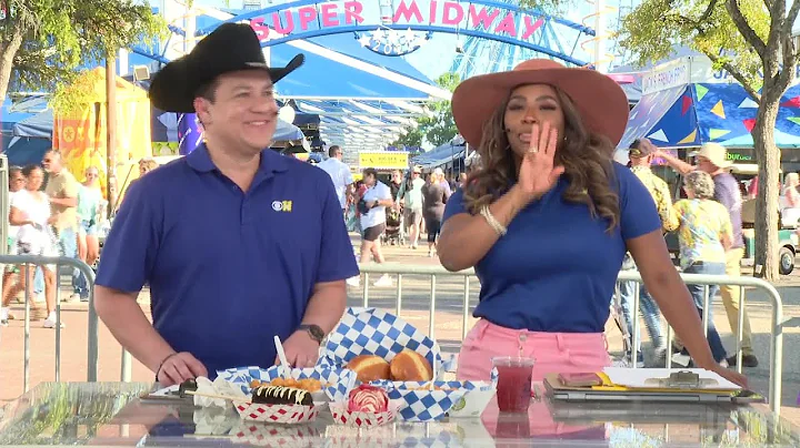 Nicole Baker tries foods at the State Fair of Texas