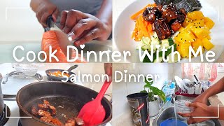 Salmon Dinner Cook and Clean With Me | Wash Dishes With Me #cookandcleanwithme