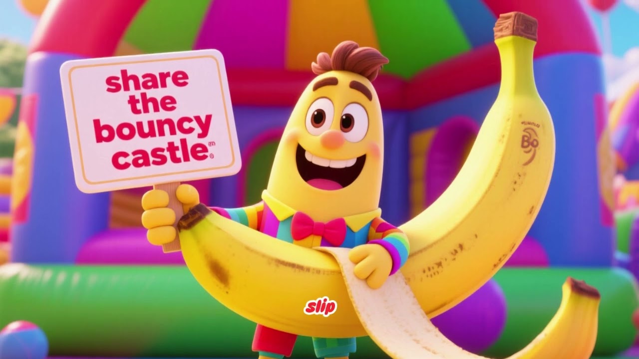 "Bananas in Pajamas! 🤴 Bouncy Castle Chaos with Banana Bob!"  