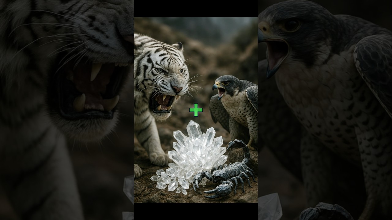 Incredible fusion : animals and crystal changes to crystallized beasts. 
